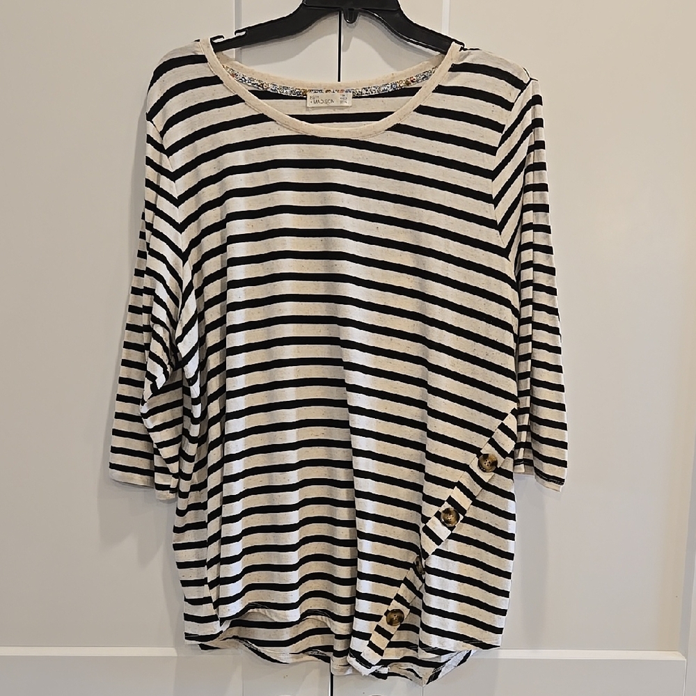 89th & Madison Striped 3/4 Sleeve Blouse